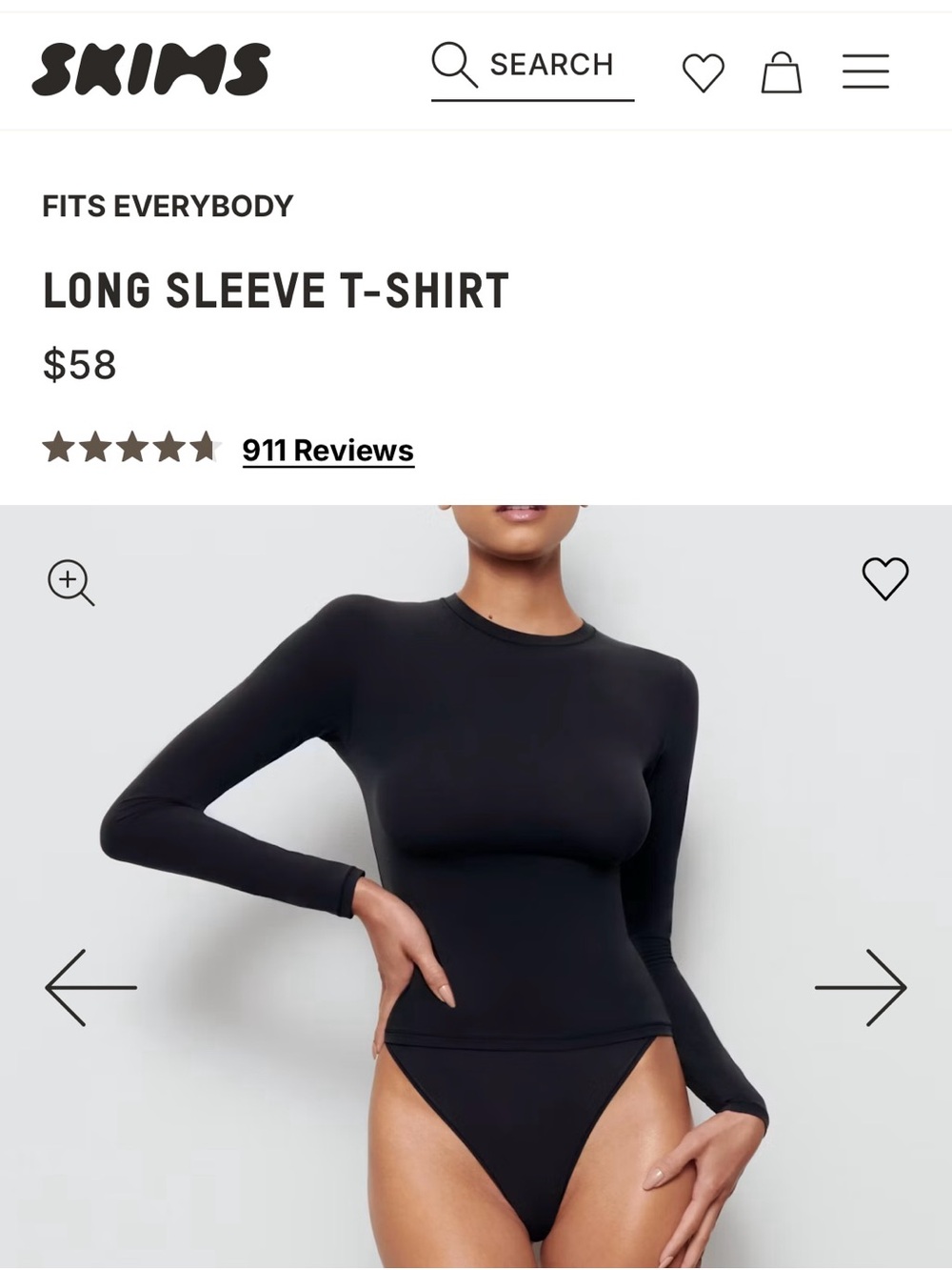BRAND NEW Skims fits everybody long sleeve black